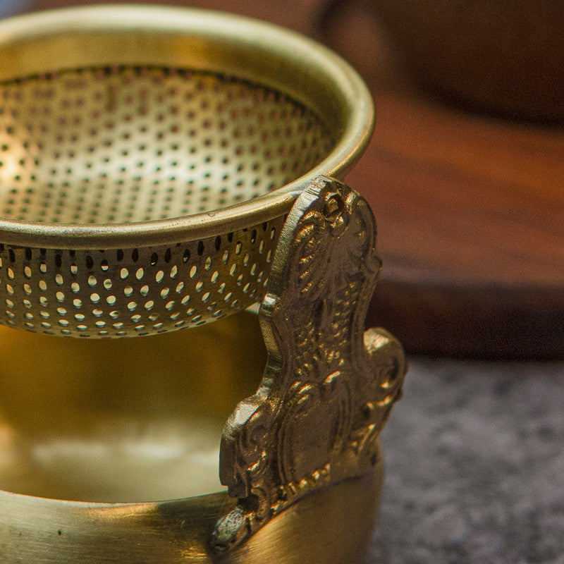 Artisinal Brass Tea Strainer with Wooden Handle