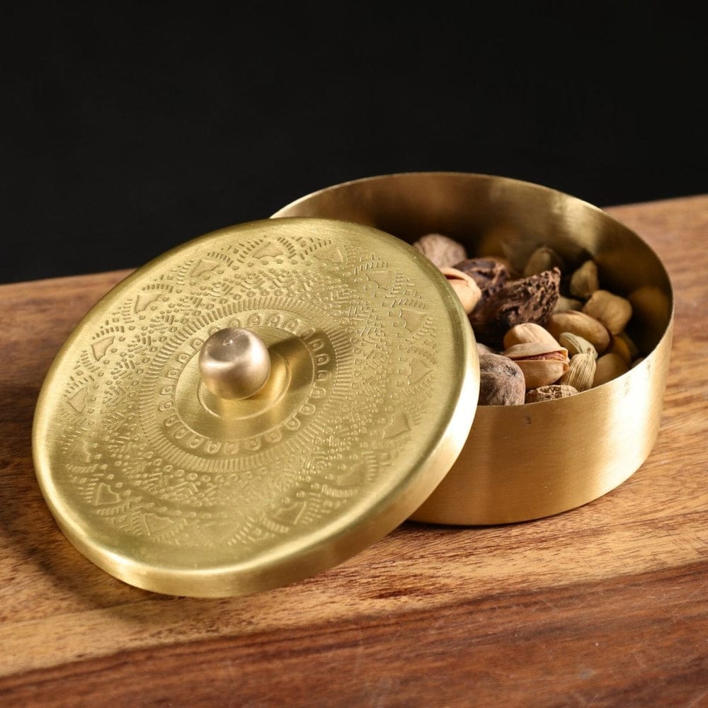 Premium Handcrafted Brass Masala Dabba | Spice Organizer
